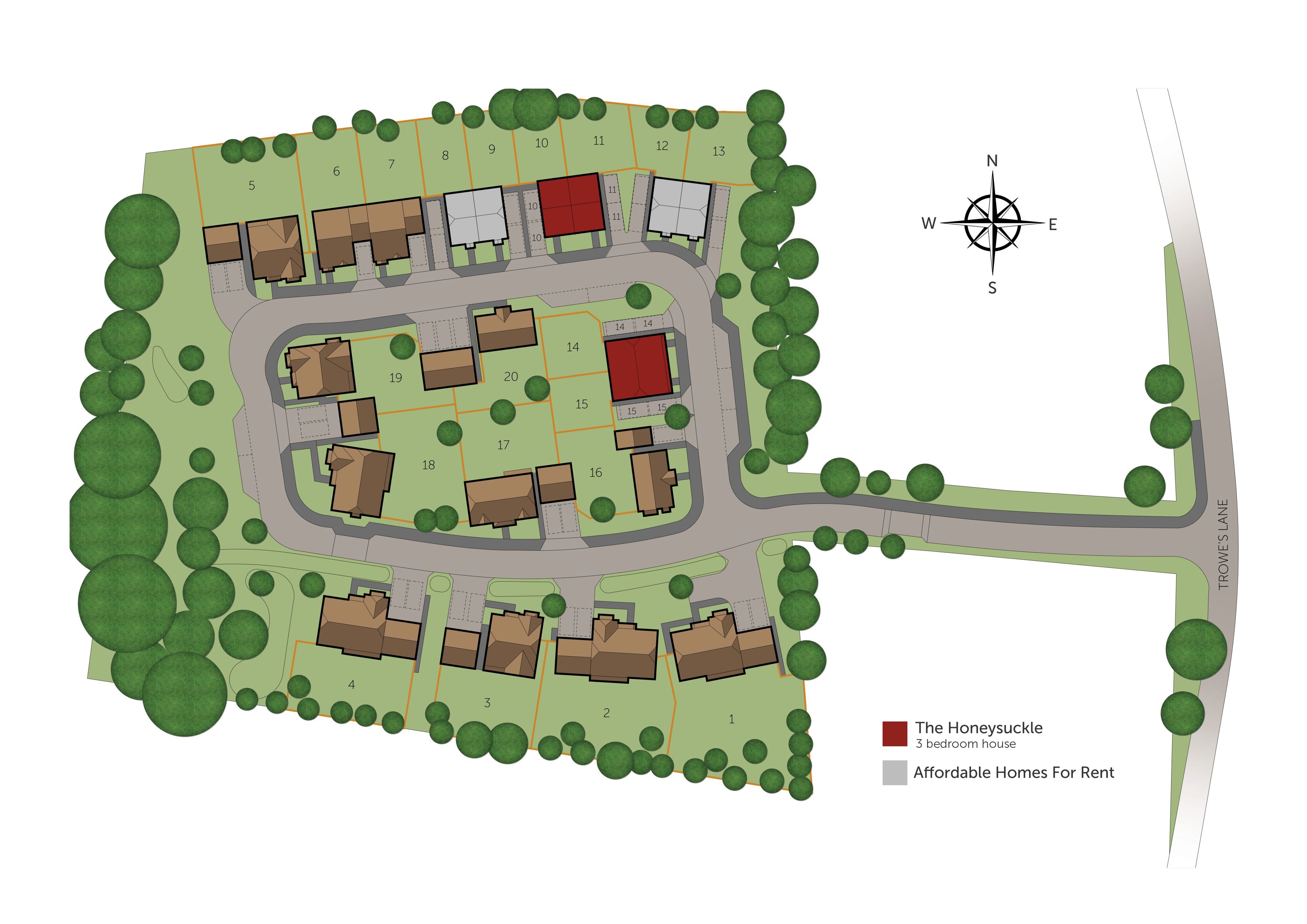 Development map showing plot locations