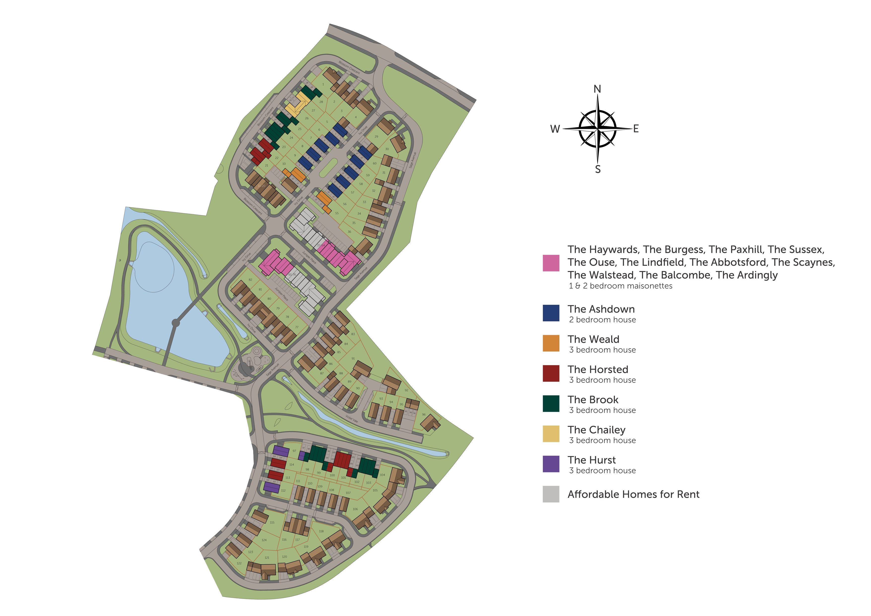 Development map showing plot locations