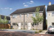 New build stone-fronted family homes in a modern residential development with landscaped frontage and private parking.