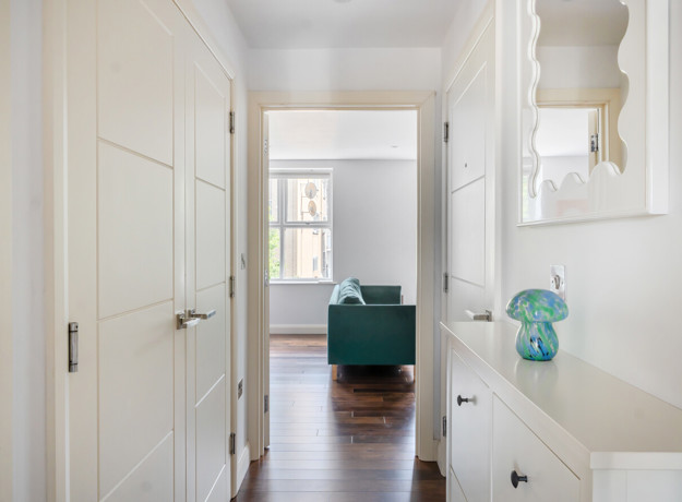 Hallway with a view into the living area.