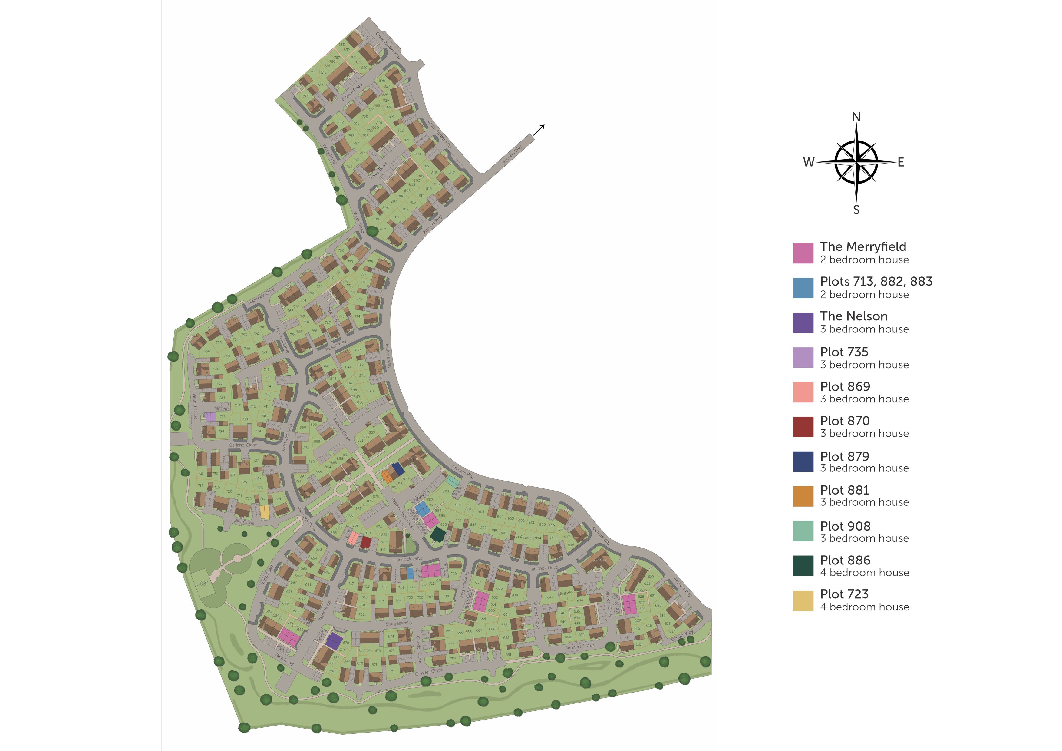 Development map showing plot locations
