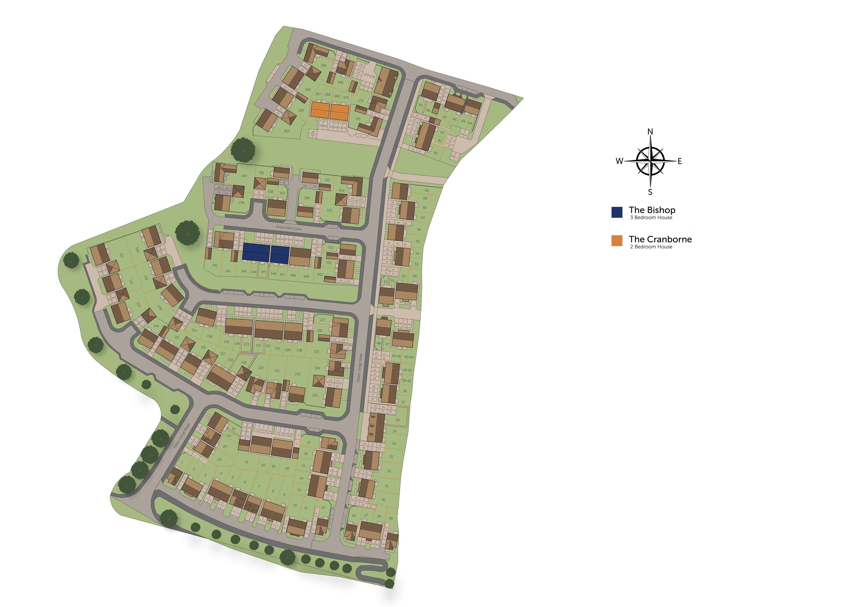 Development map showing plot locations