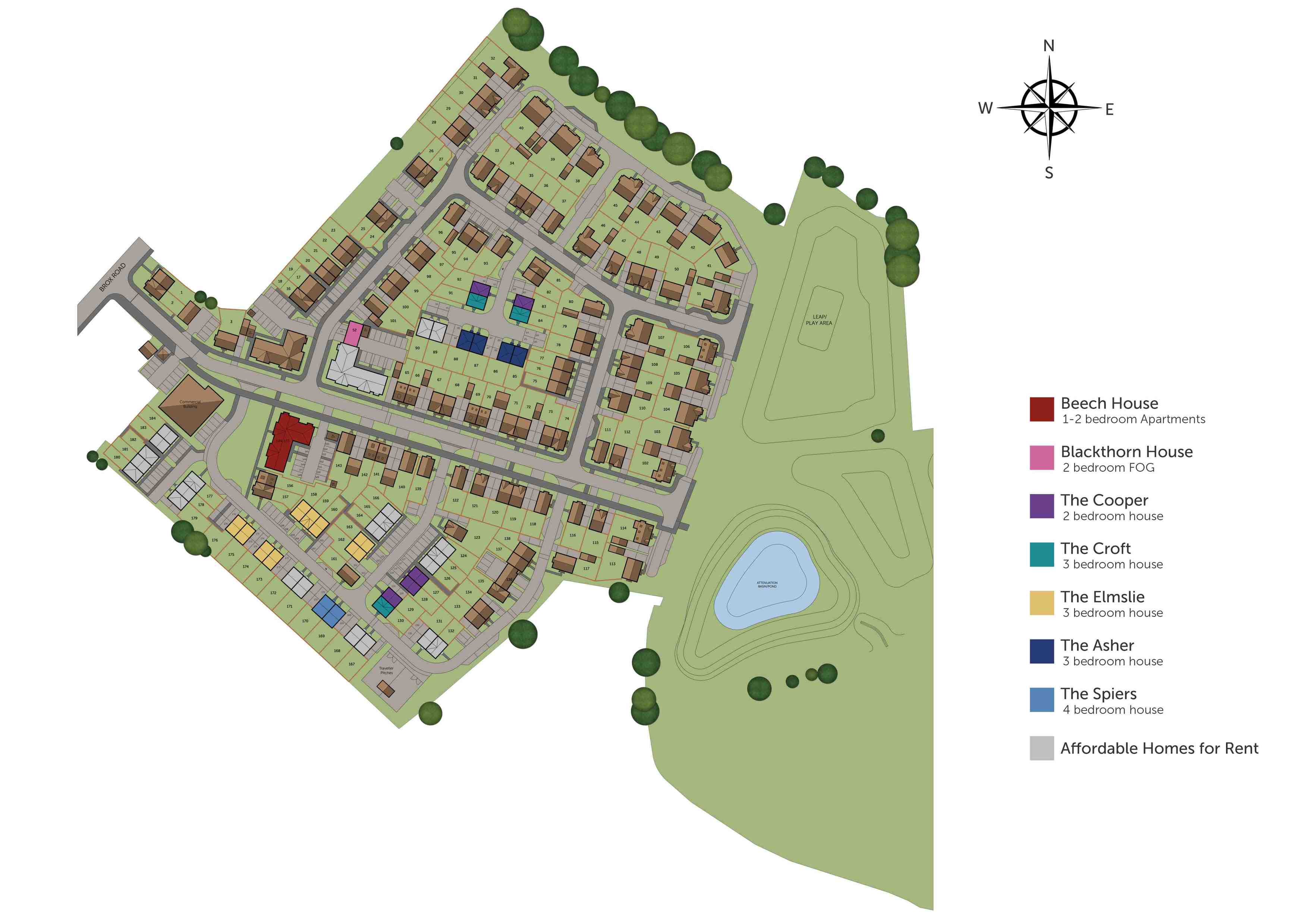 Development map showing plot locations