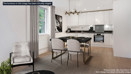 Modern open-plan kitchen and dining space with breakfast bar seating, integrated appliances, and contemporary finishes.