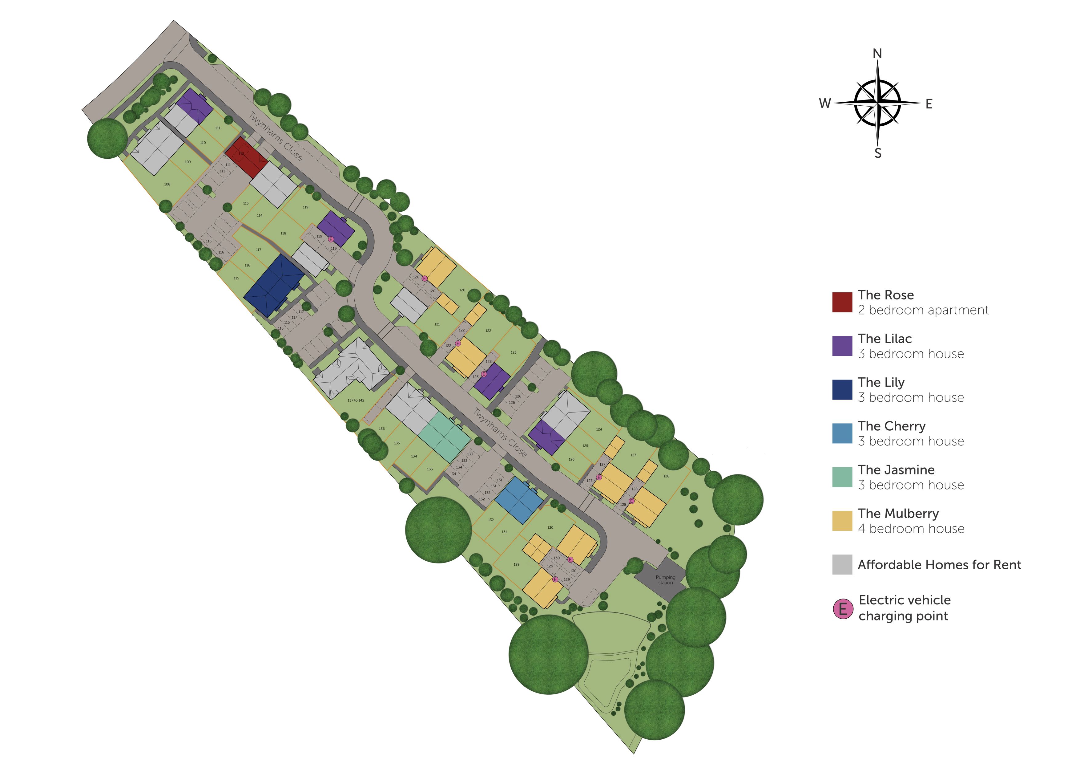 Development map showing plot locations