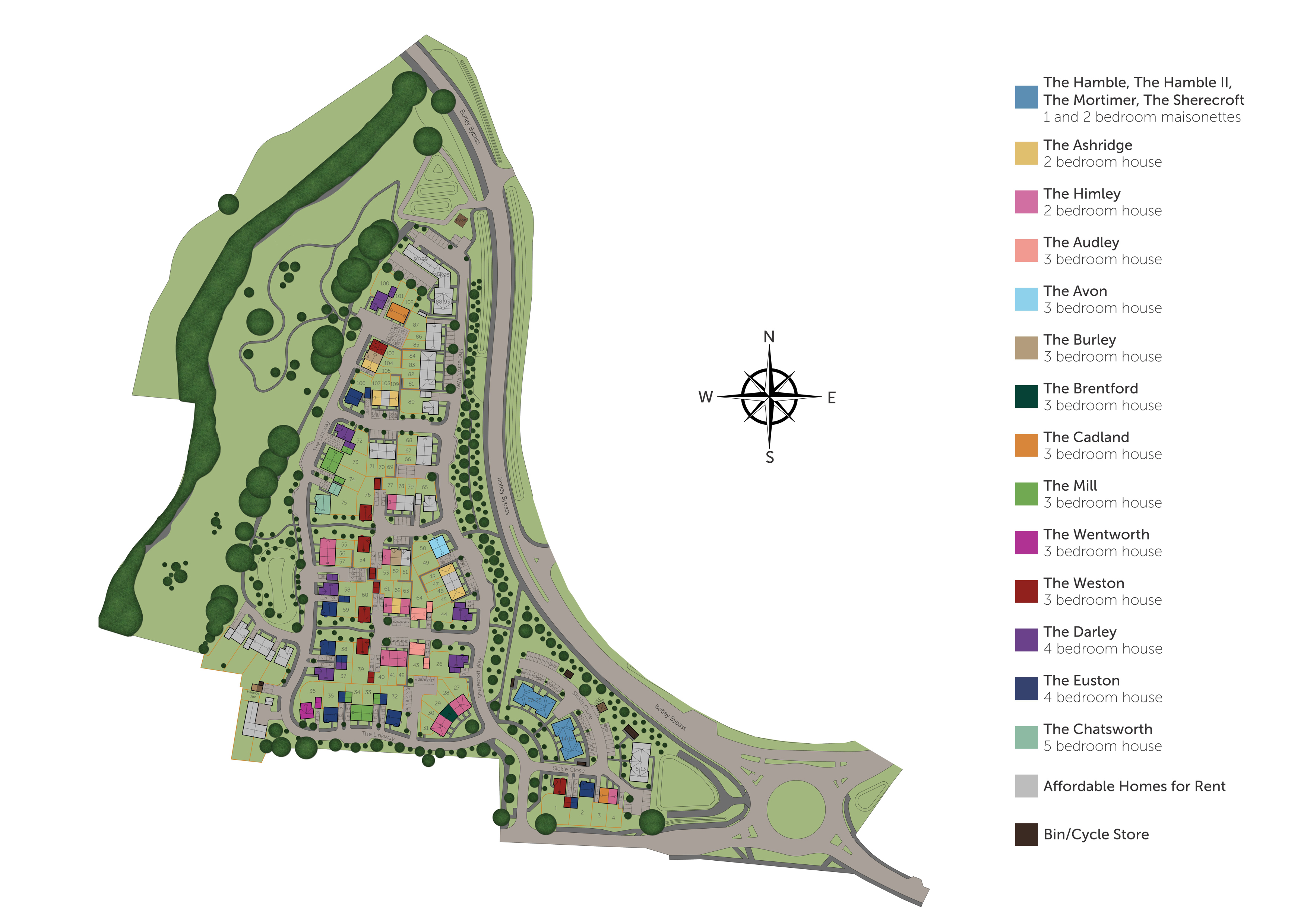 Development map showing plot locations